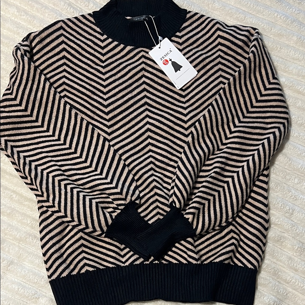 Black and Cream Chevron Sweater